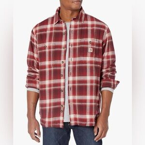Carhartt Men's Flannel Shirt Rugged Flex Midweight Plaid Red Size 2XL